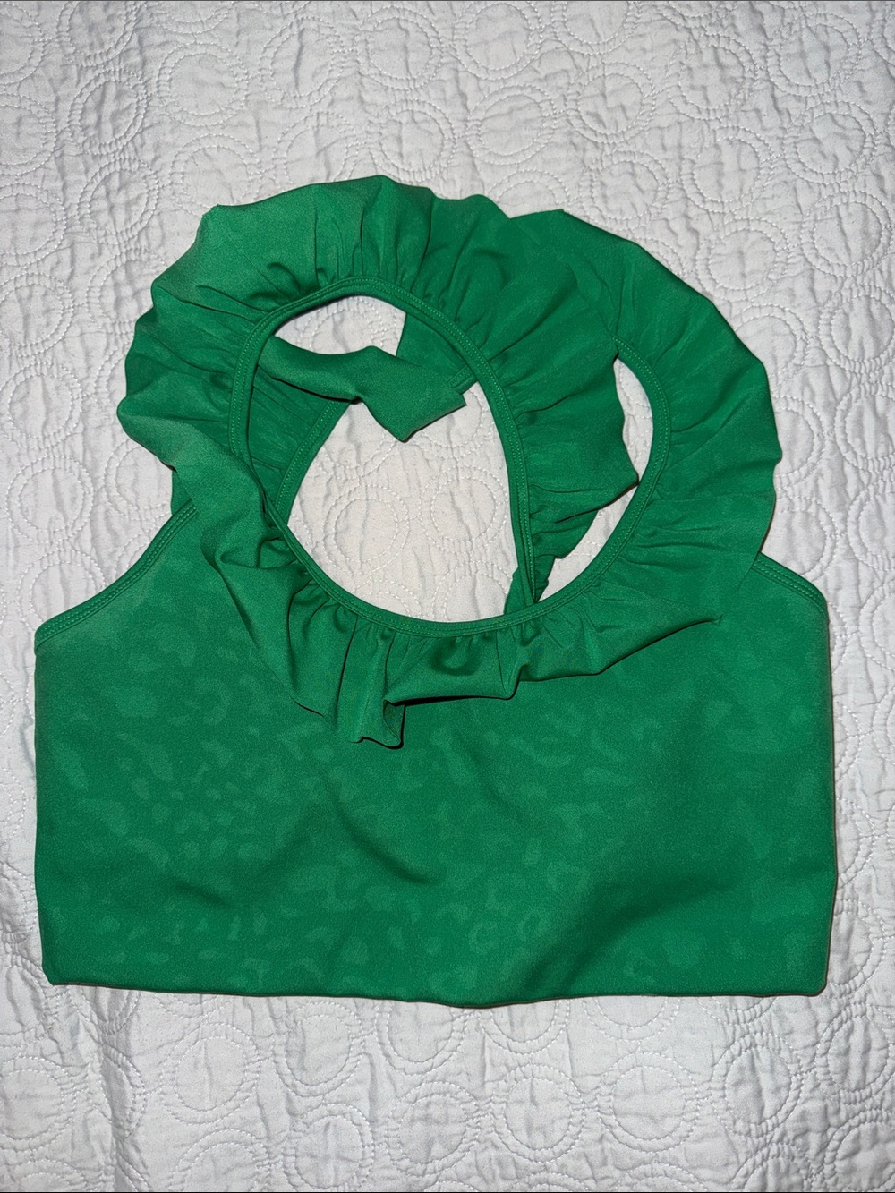 Green Ruffle Halter Crop Athletic Top - Women